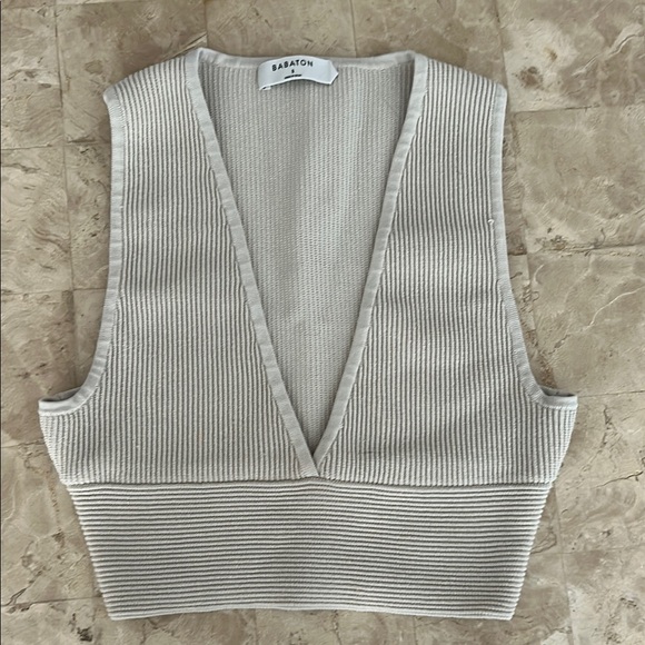 Aritzia‎ Babaton Carlotta Deep V Neck Cropped Tank Top Women’s Size S - Picture 1 of 6